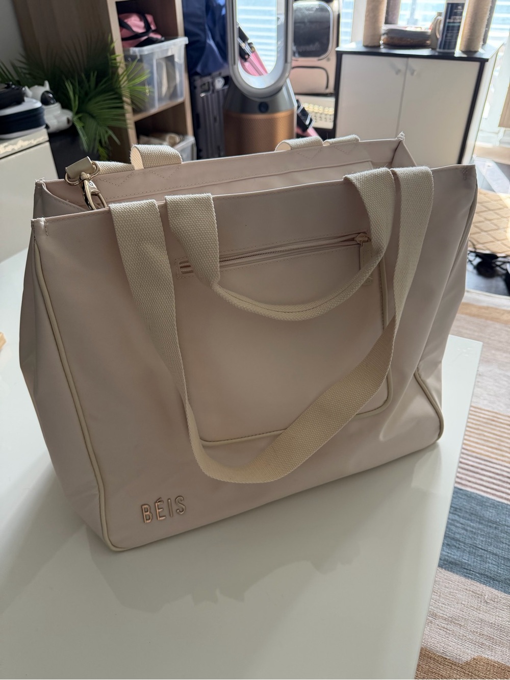 BÉIS East To West Tote in Beige – Used Once